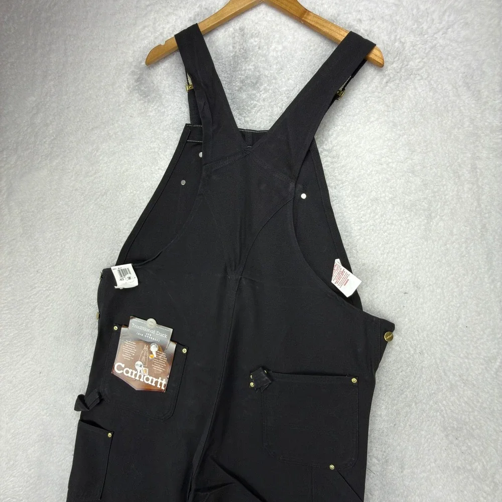 Carhartt Double Knees Duck Bibs Overalls Mens 40x32 R01 BLK Black NWT NOS READ‎